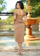Size XS, Cindi Corset Midi Dress - Toffee - FINAL SALE