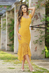Size 2, Giselle Dress - Mustard Lace Dress - FINAL SALE