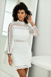 The Riverdale Mini Dress – White Lace Long Sleeve Dress - FINAL SALE