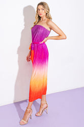 Size Large, GIVE IT A GO - STRAPLESS OMBRE MIDI DRESS - FINAL SALE