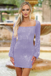 Sylvia Sequin Mini Dress - Lilac