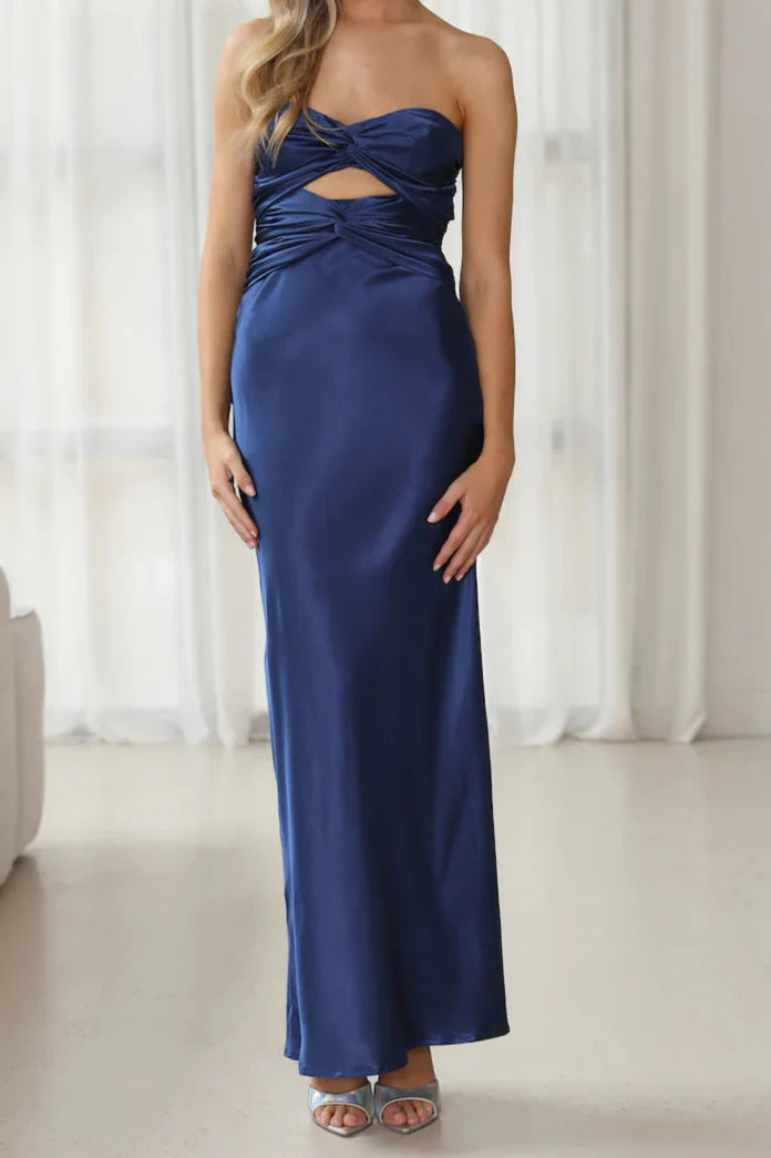 Harley Satin Maxi Dress - Navy