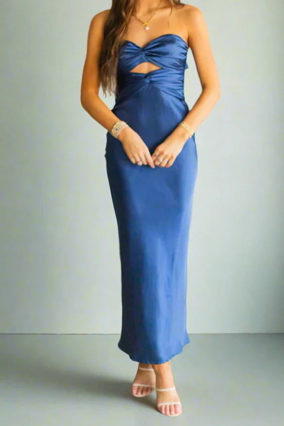 Harley Satin Maxi Dress - Navy