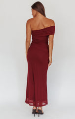 ALISON OFF THE SHOULDER MAXI DRESS - WINE