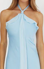LUMIÈRE HALTER MAXI DRESS - BABY BLUE