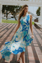 SIZE LARGE, LA BEBE WOVEN SATIN MAXI DRESS - FINAL SALE