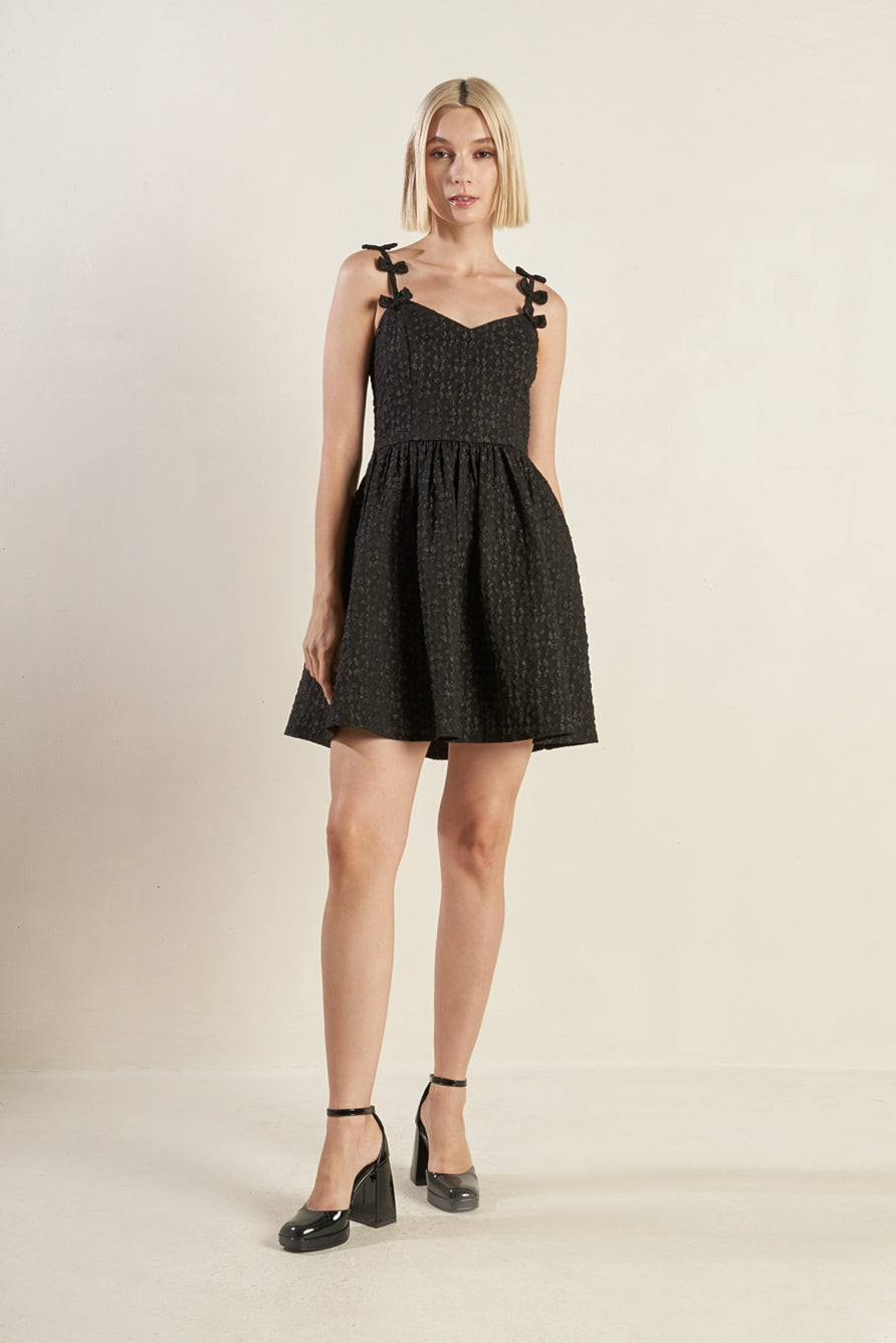 Size Medium, COVETED SWEETNESS BOW DETAIL MINI DRESS - FINAL SALE