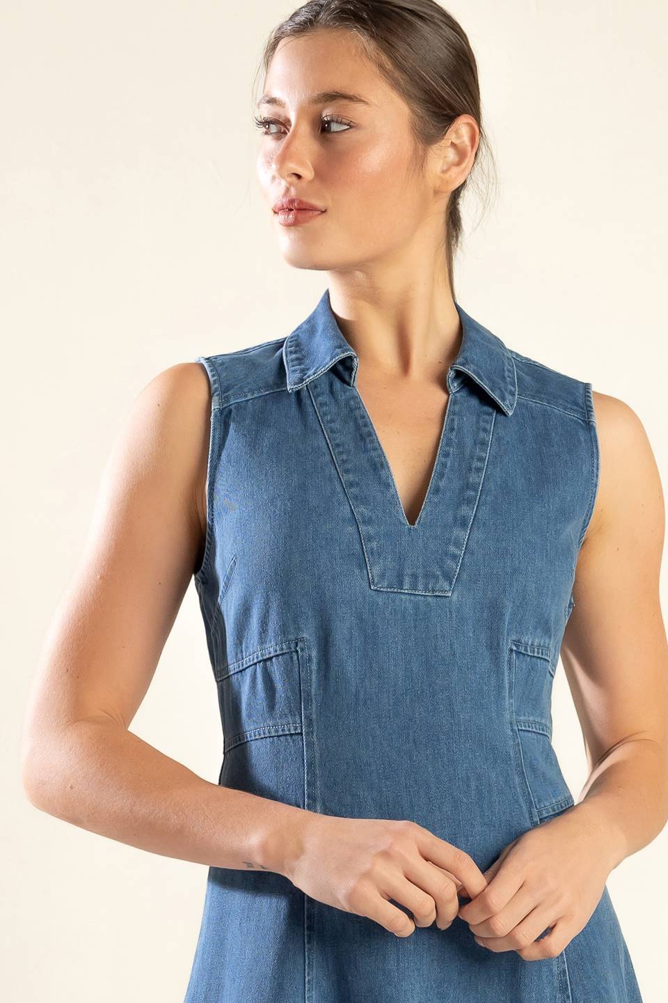 Size Medium, THE GENEVIEVE DENIM MIDI DRESS - FINAL SALE