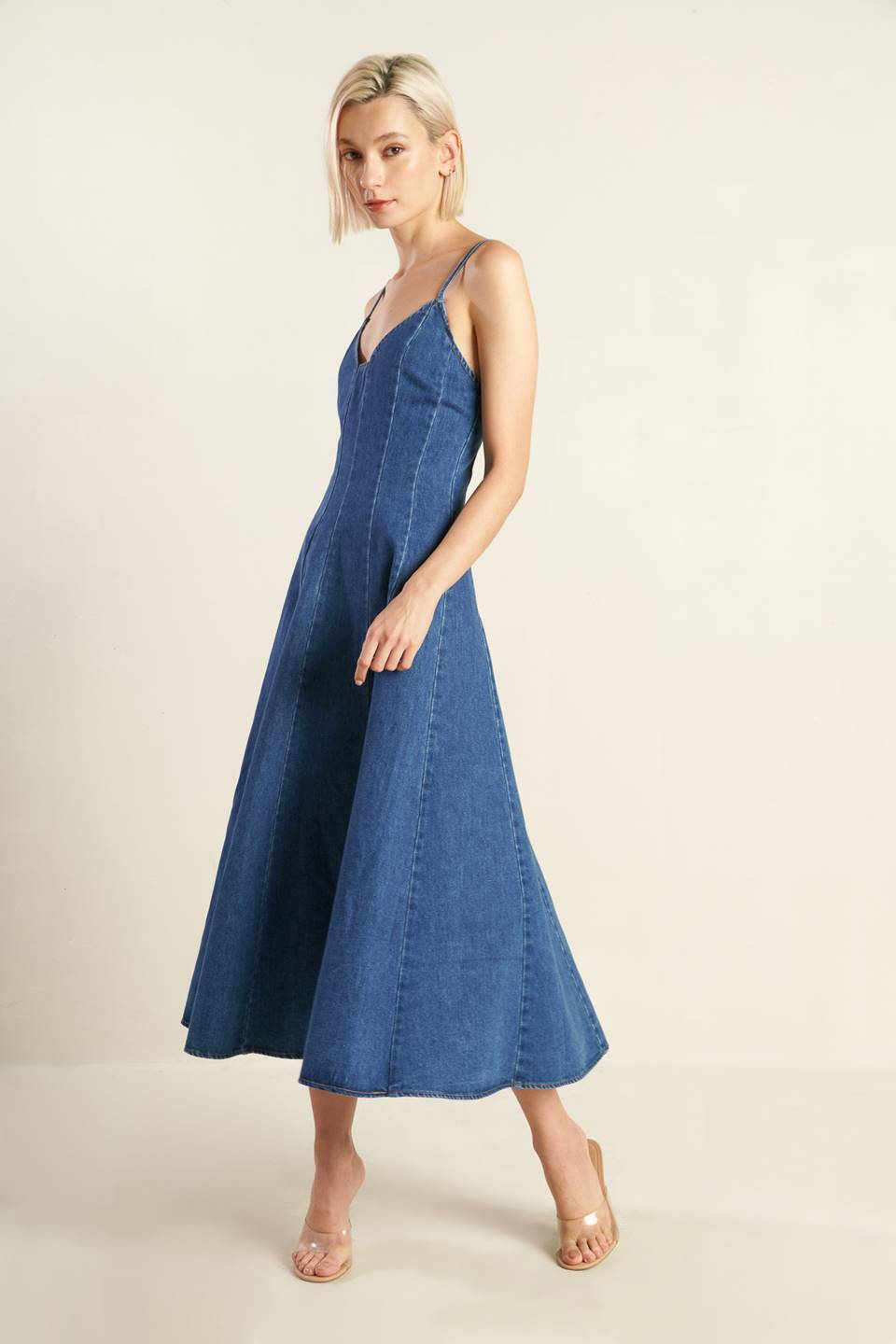 Size Small, ROSEWOOD ROMANCE DENIM MIDI DRESS - FINAL SALE