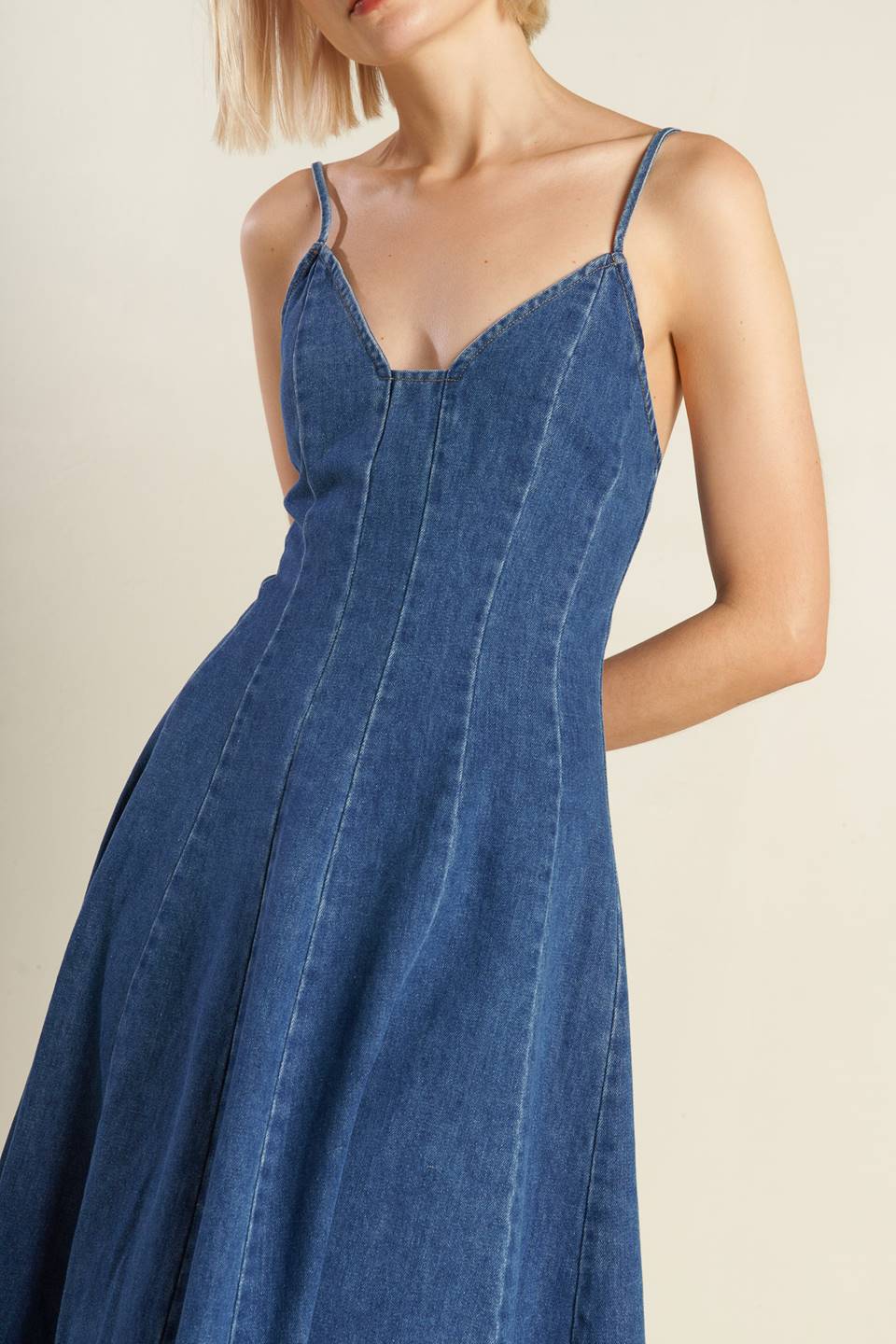 Size Small, ROSEWOOD ROMANCE DENIM MIDI DRESS - FINAL SALE