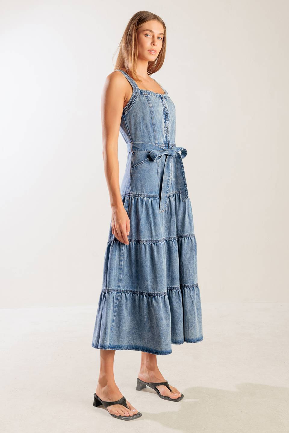 SUNSHINE STATE OF MIND INDIGO ZIP FRONT DENIM DRESS
