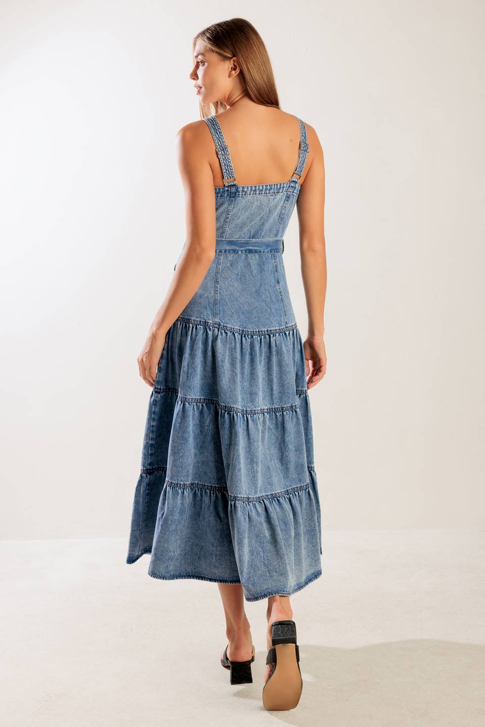 SUNSHINE STATE OF MIND INDIGO ZIP FRONT DENIM DRESS