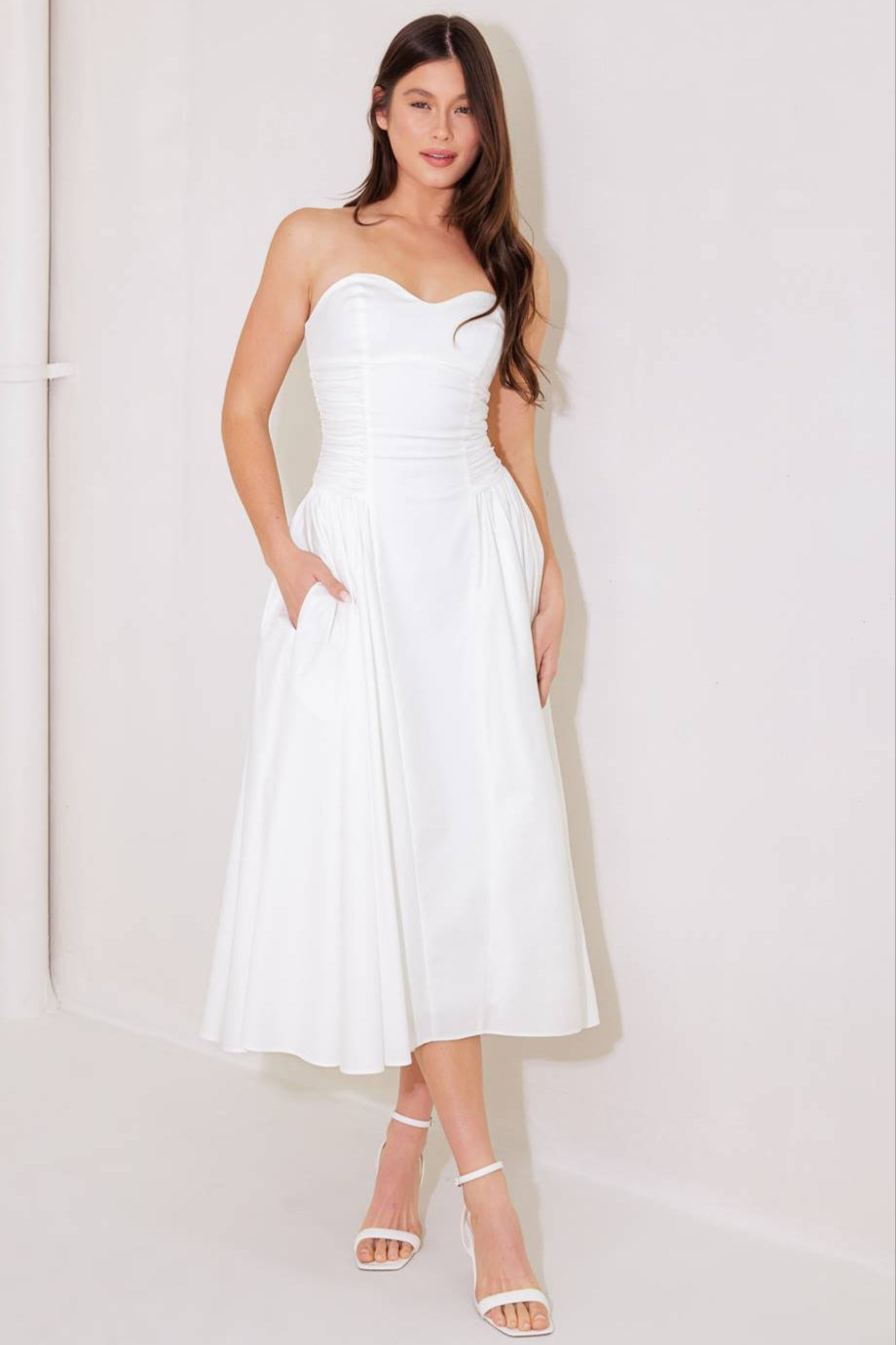 Size Medium, GORGEOUS REPUTATION WOVEN MIDI DRESS - FINAL SALE