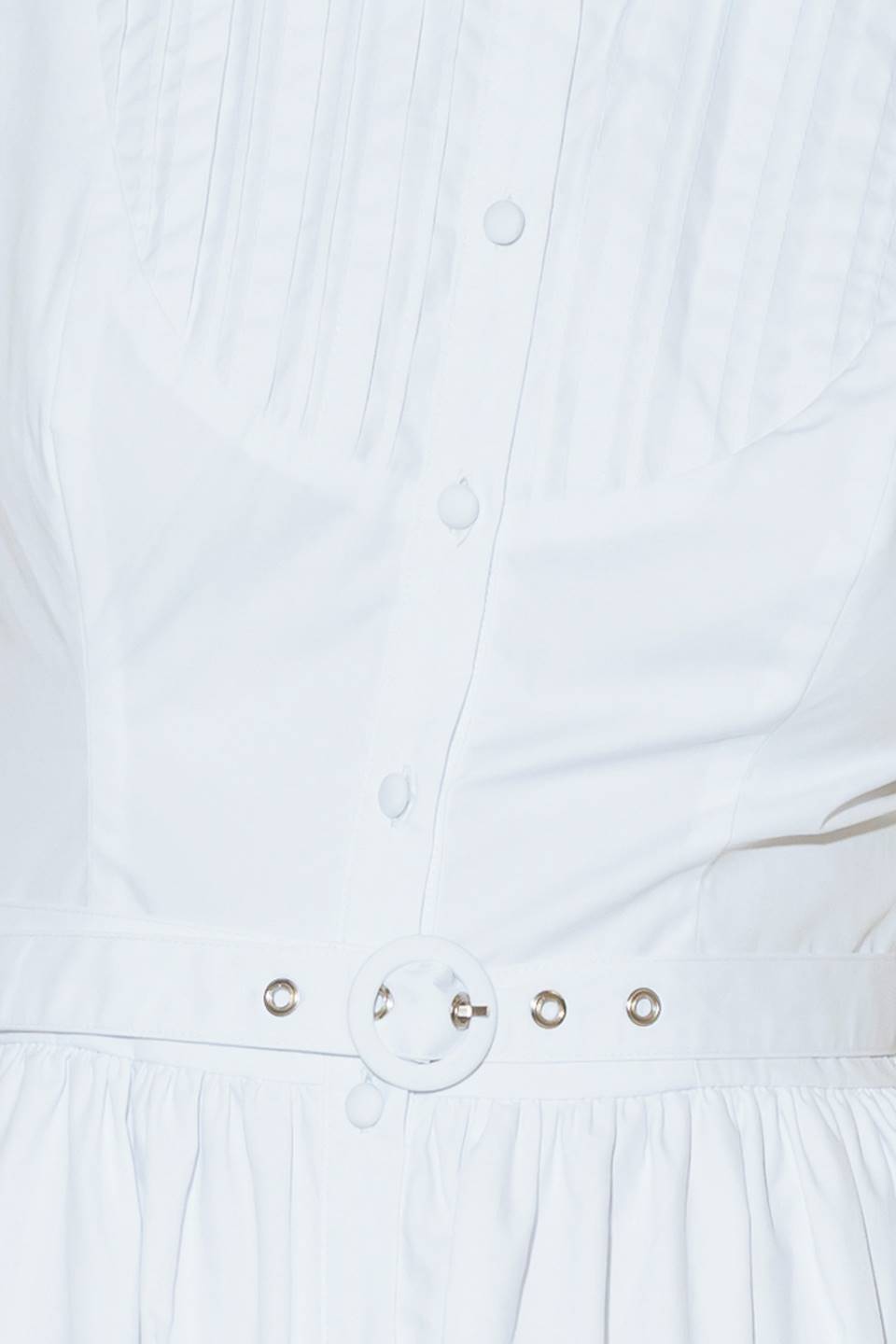 Size Medium, NORTH EAST MIDI - White Cotton Pintuck Midi Shirt Dress - FINAL SALE