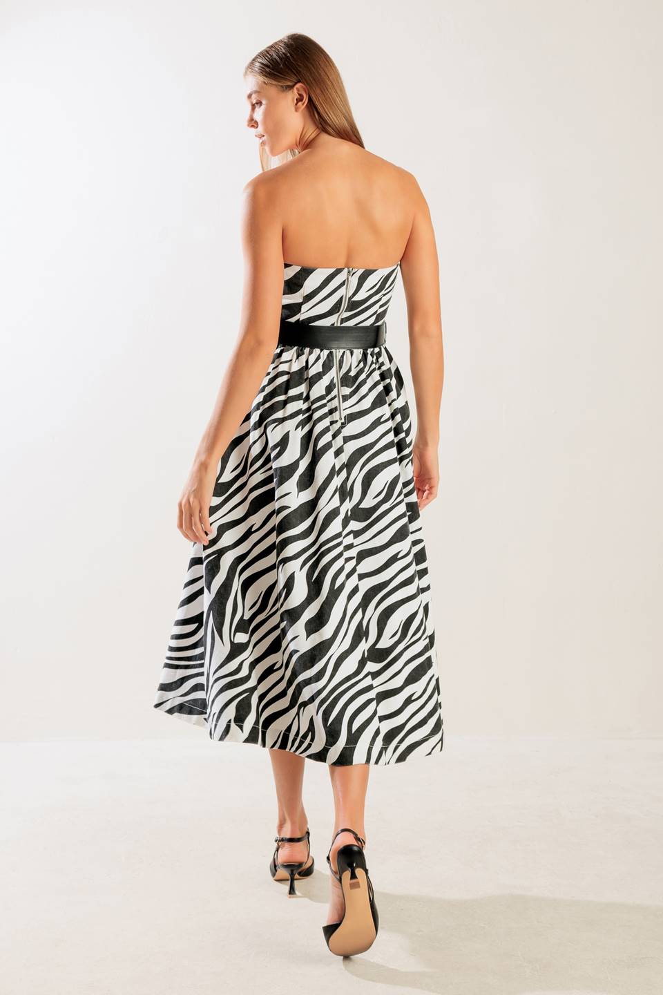 Size Large, NOT SO ORDINARY – ZEBRA PRINT WOVEN MIDI DRESS - FINAL SALE