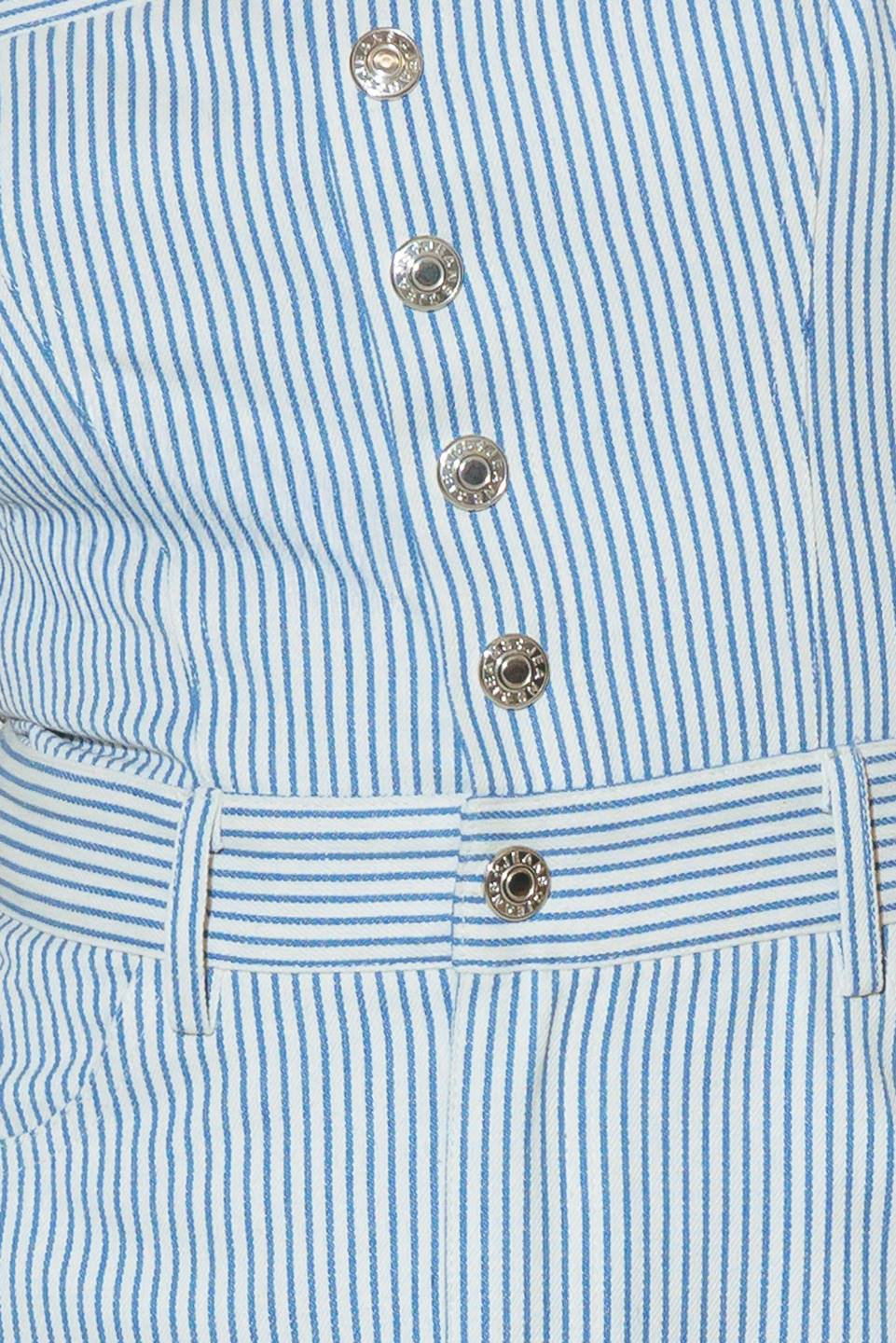 Size Small, CAREFREE DAYS - BLUE PINSTRIPE MIDI DRESS - FINAL SALE