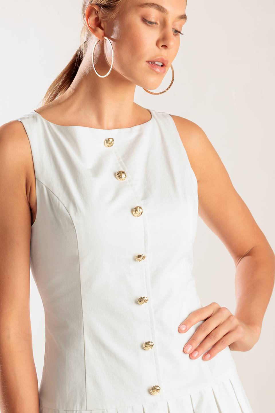NO COMPARISONS PLEATED SKIRT MINI DRESS - WHITE