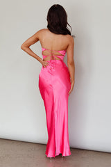 Harley Satin Maxi Dress - Hot Pink