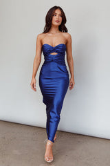 Harley Satin Maxi Dress - Navy