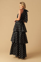 PRETTY IN POLKA DOTS - HALTER MAXI DRESS