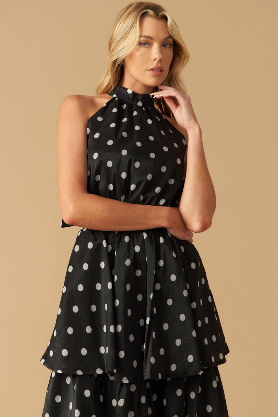 PRETTY IN POLKA DOTS - HALTER MAXI DRESS