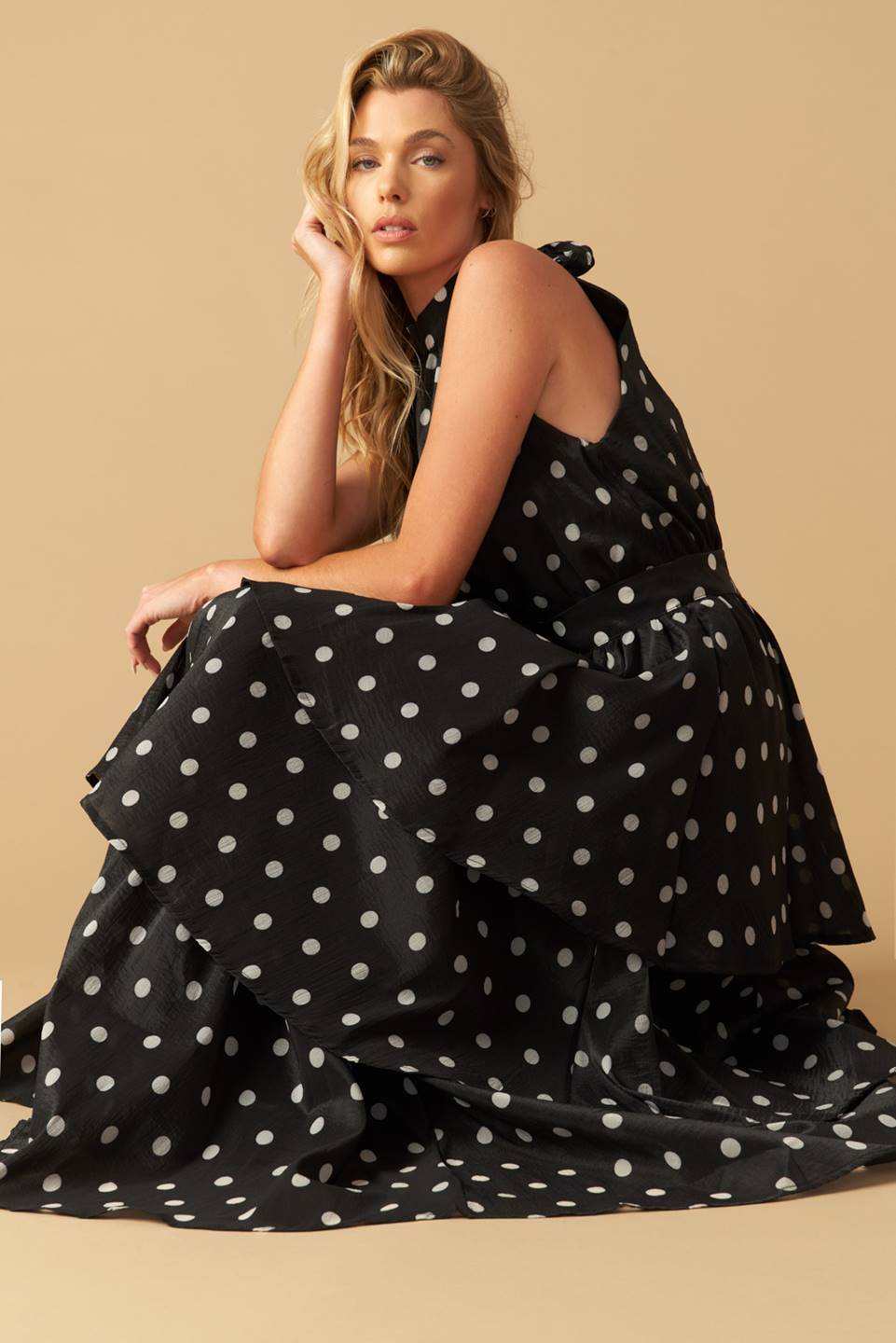 PRETTY IN POLKA DOTS - HALTER MAXI DRESS