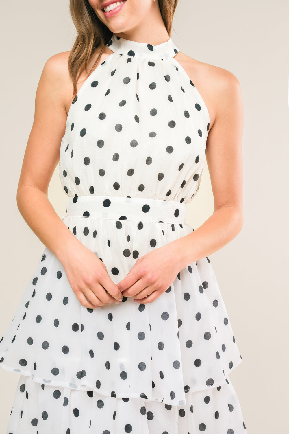 PRETTY IN POLKA DOTS - HALTER MAXI DRESS