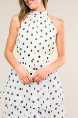 PRETTY IN POLKA DOTS - HALTER MAXI DRESS