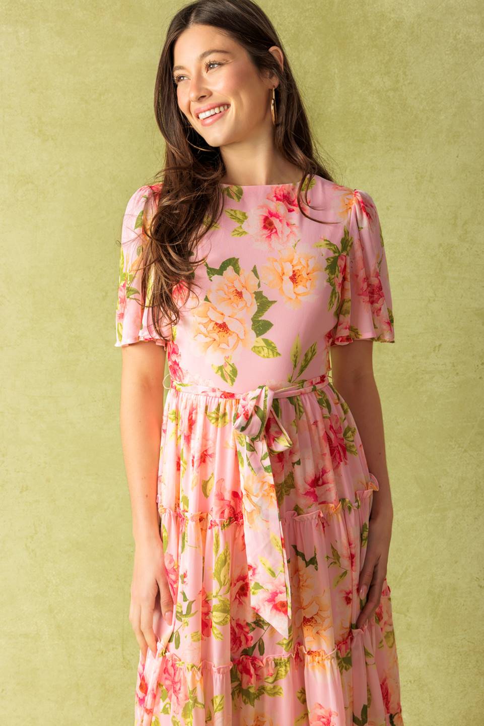 CARRIAGE RIDE ROMANCE - PINK FLORAL MAXI DRESS