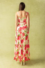 CRIMSON BLOOMS - RED FLORAL MAXI DRESS