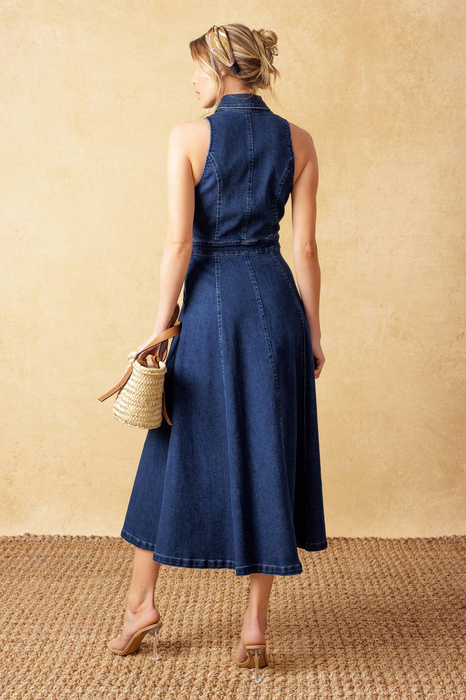TIME FOR SOMETHING NEW - INDIGO - DARK DENIM MIDI DRESS