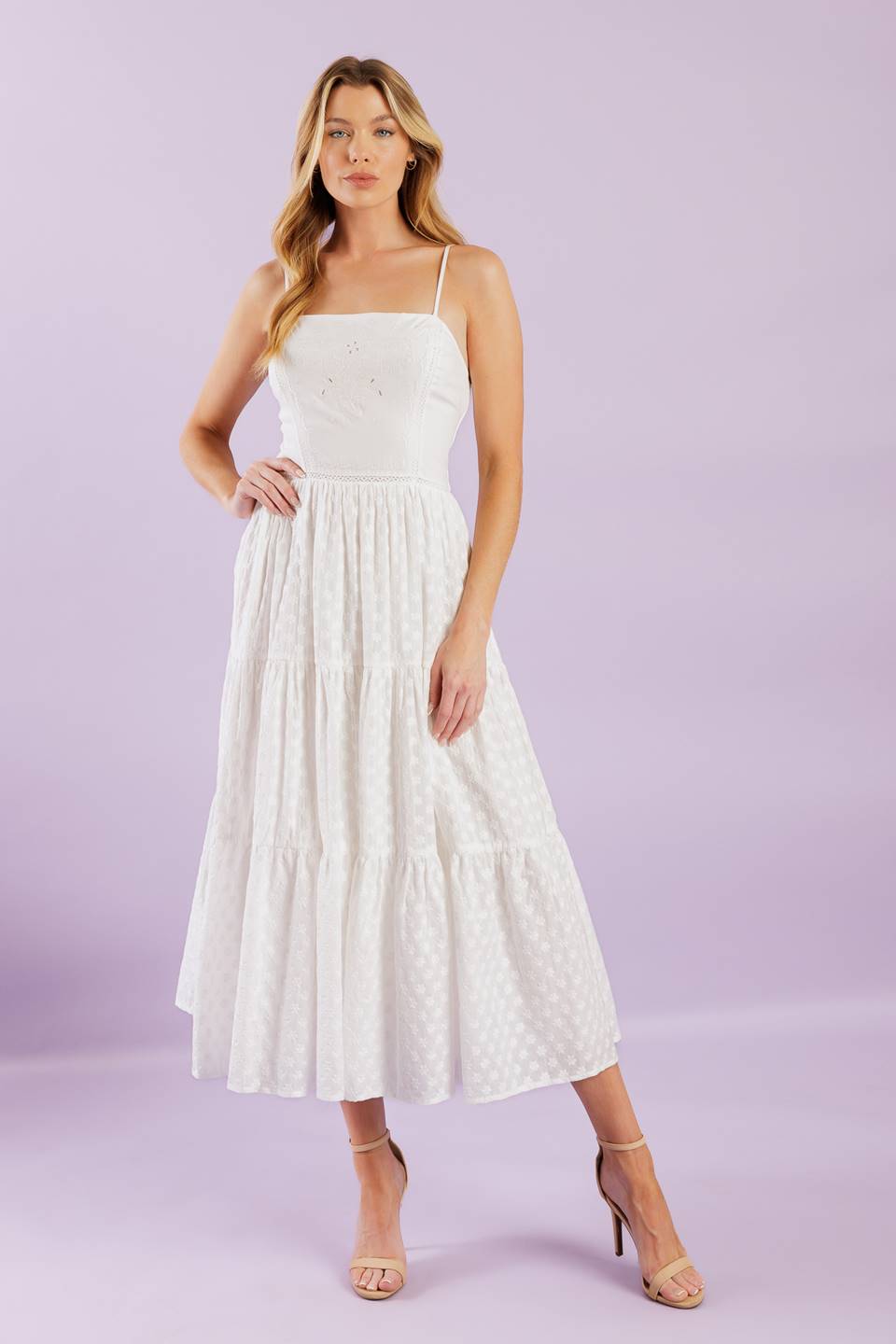 SIZE SMALL, ENCHANTING MOMENTS WOVEN MIDI DRESS -FINAL SALE