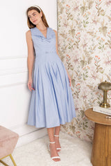 Size Large, COUNTRY FAIR - POWDER BLUE MIDI DRESS - FINAL SALE