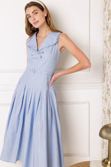 Size Large, COUNTRY FAIR - POWDER BLUE MIDI DRESS - FINAL SALE