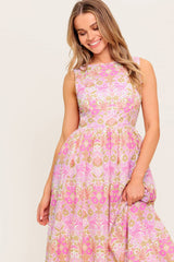 UNDER THE SUN - PINK MIDI DRESS WITH POCKETS