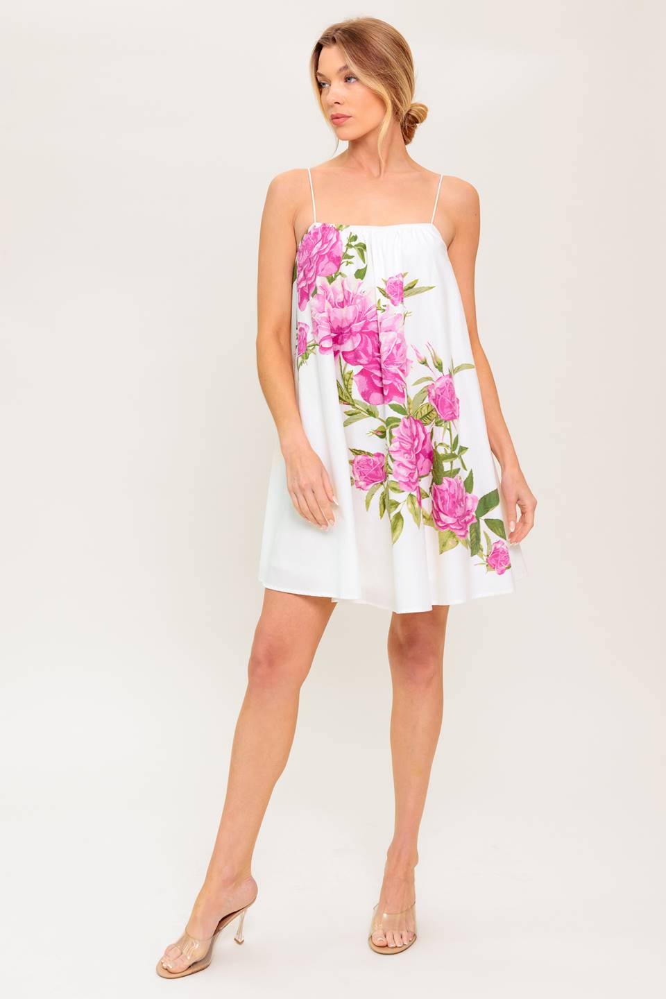 GARDEN WHISPERS - PINK FLORAL SWING DRESS