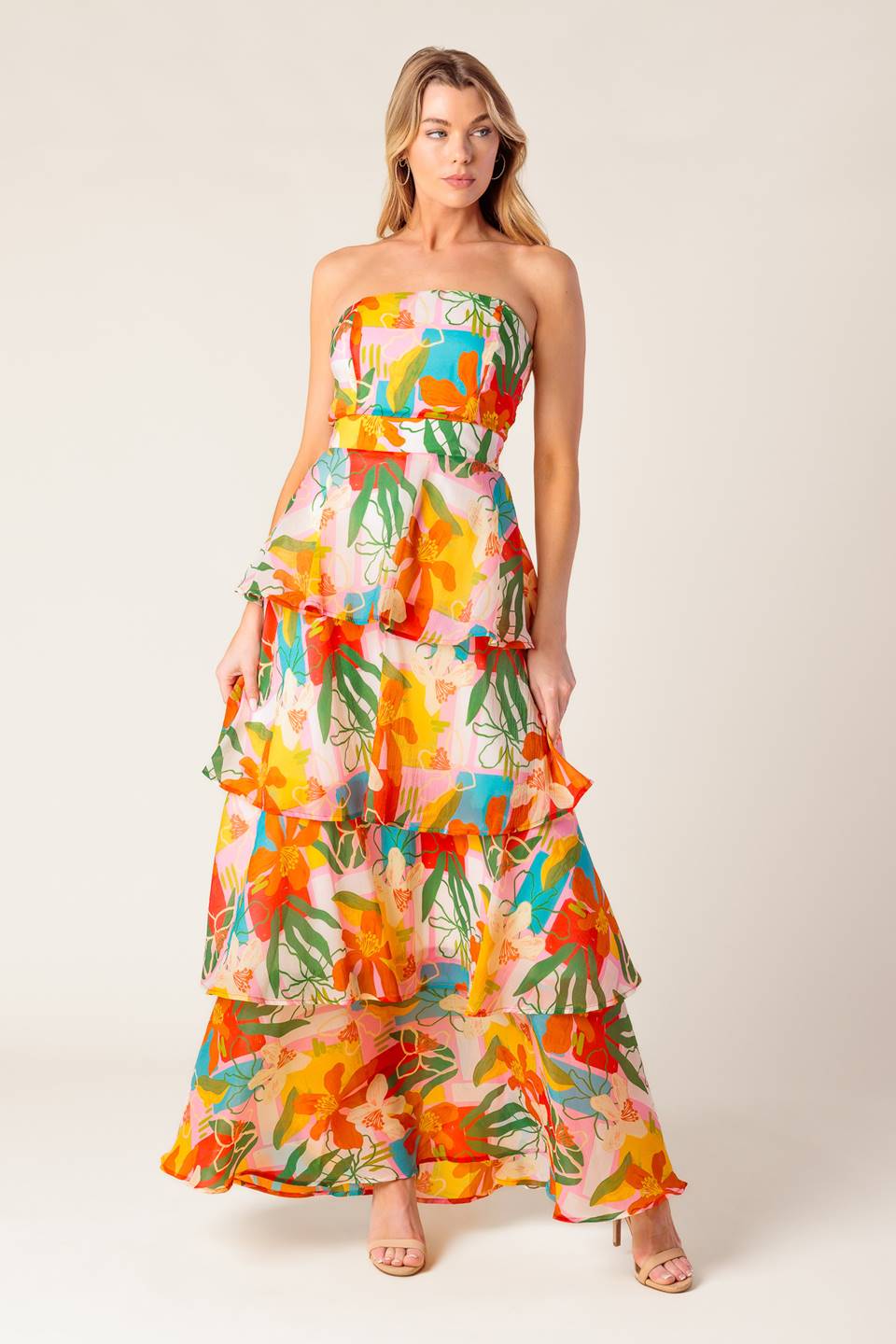 HALF PAST SUNSET - TROPICAL PRINT MAXI DRESS