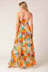 HALF PAST SUNSET - TROPICAL PRINT MAXI DRESS