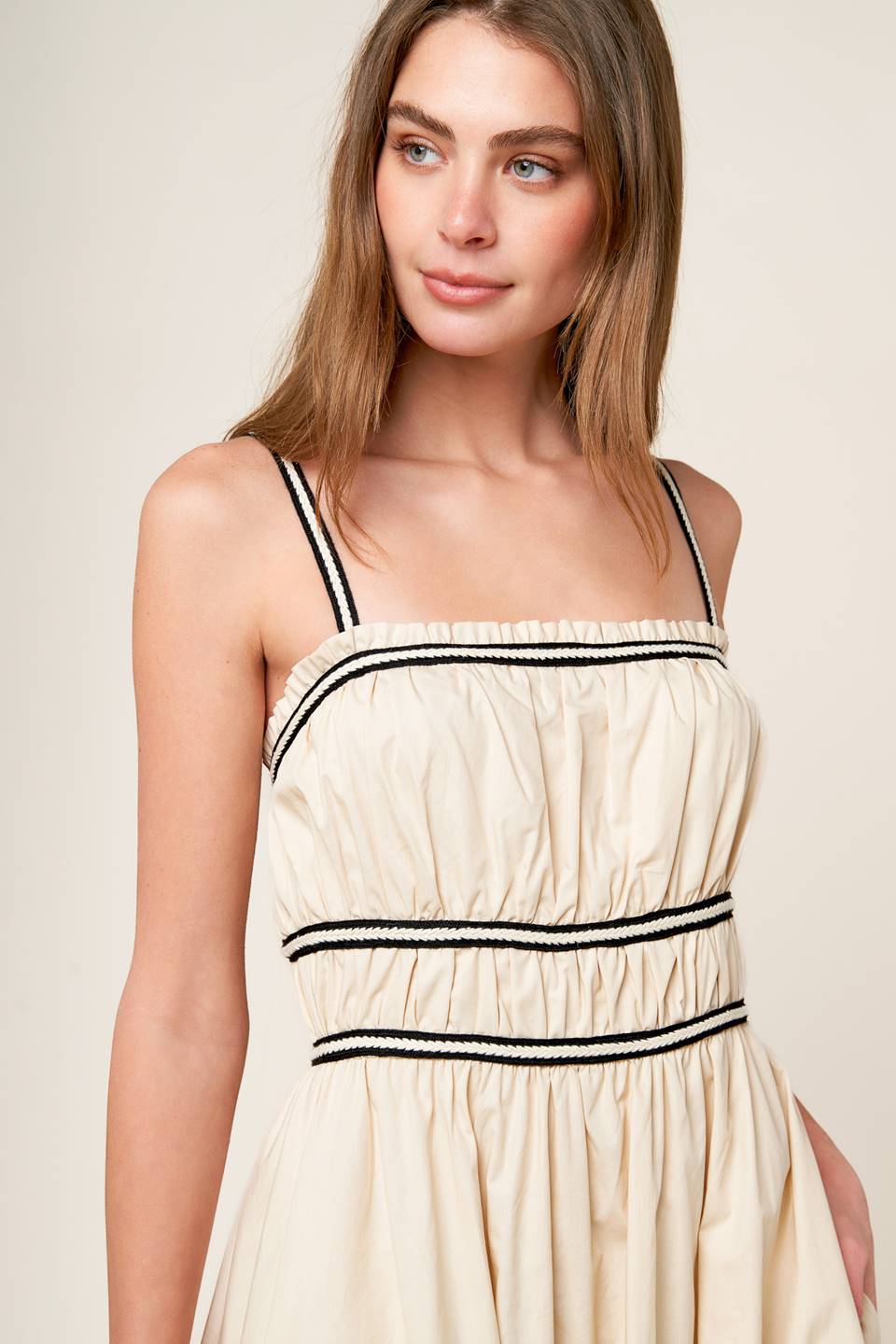 Size Large, TERRIFIC TIMING CREAM WOVEN MIDI DRESS - FINAL SALE