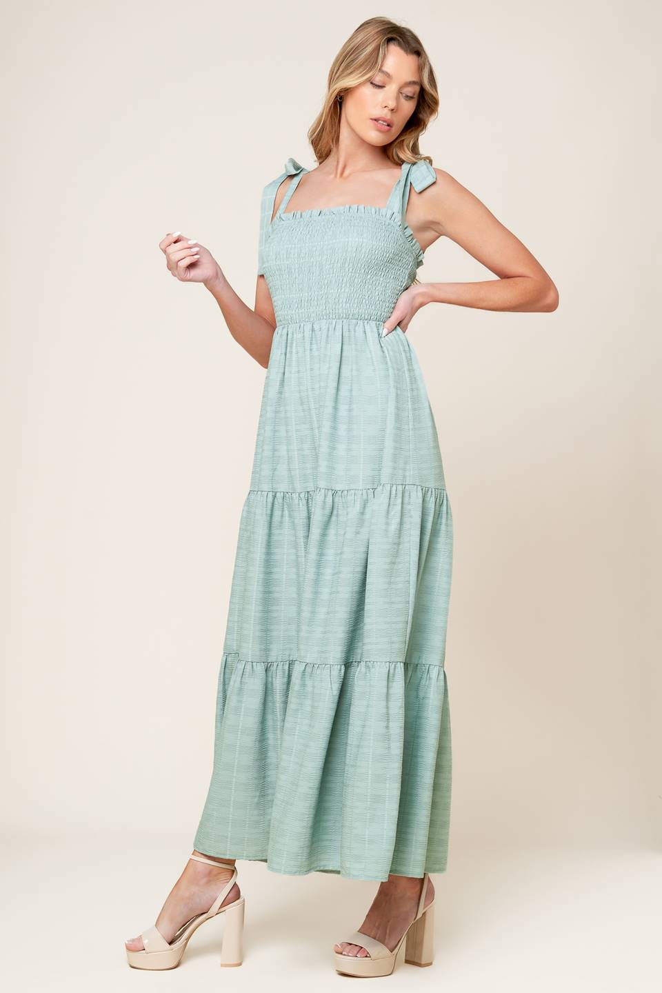 OCEAN BREEZES - DUSTY TEAL MAXI DRESS