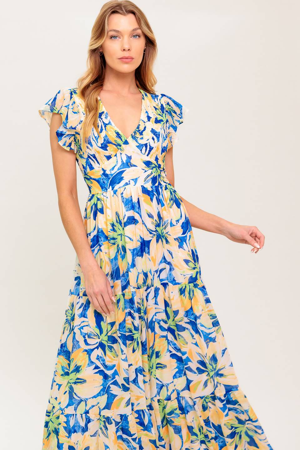 BRIDGEPORT MAXI DRESS - BLUE FLORAL SUMMER DRESS