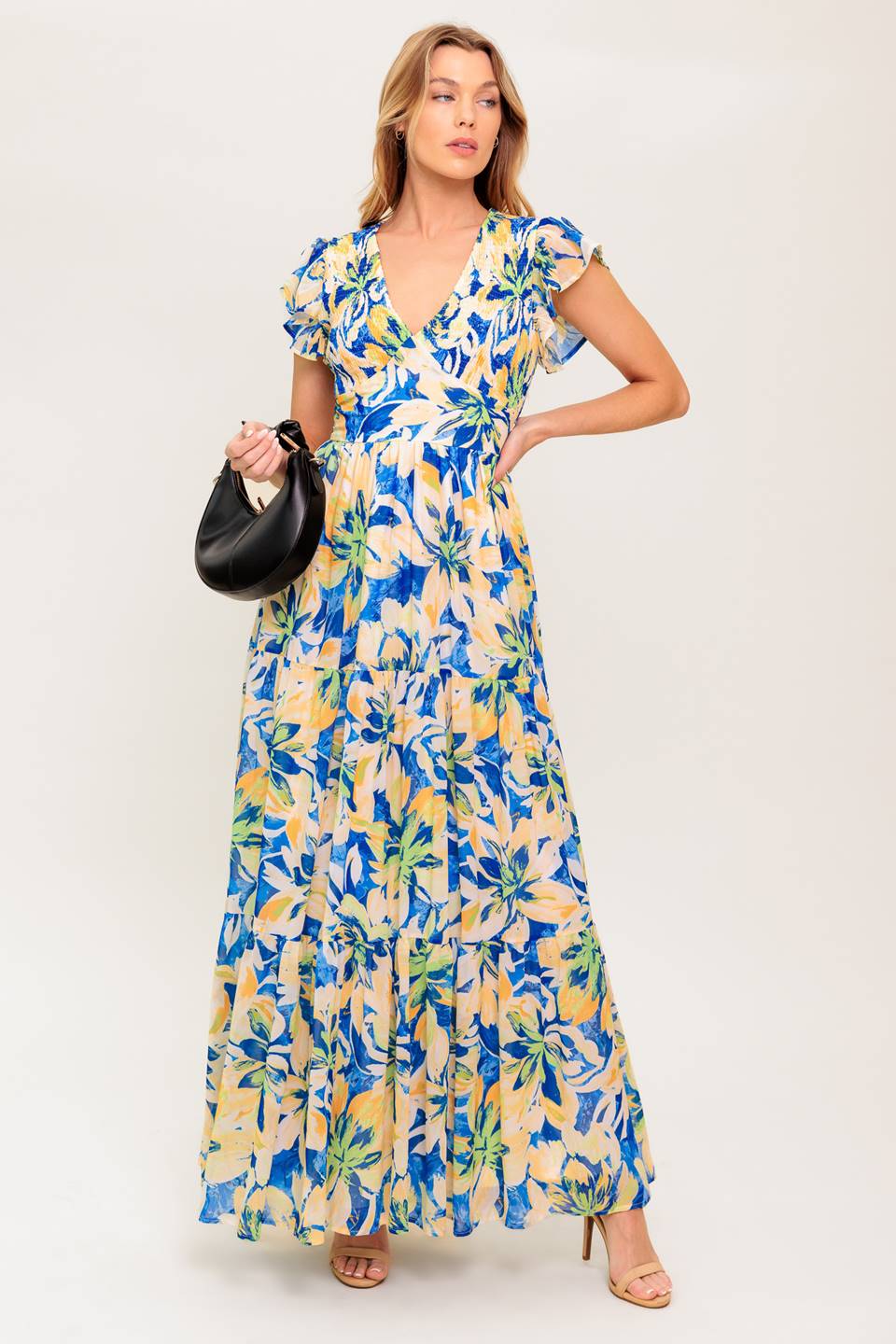 BRIDGEPORT MAXI DRESS - BLUE FLORAL SUMMER DRESS