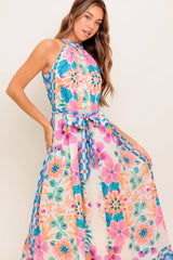 ELARA FLORAL HALTER MAXI DRESS