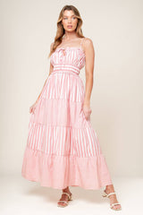 PEONY PINK STRIPE MAXI DRESS