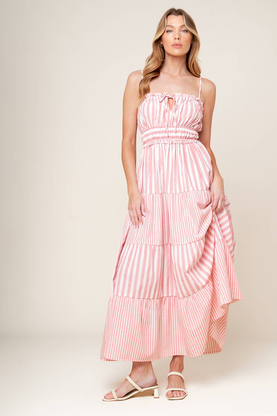 PEONY PINK STRIPE MAXI DRESS