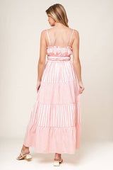 PEONY PINK STRIPE MAXI DRESS