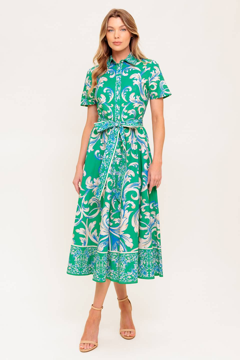 SUMMER BOUQUET SHIRT DRESS - GREEN