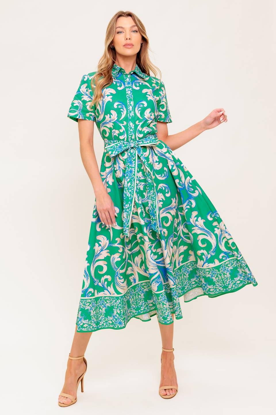 SUMMER BOUQUET SHIRT DRESS - GREEN