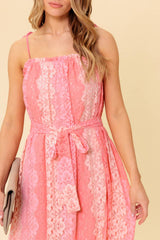 TAILOR MADE LACE MIDI DRESS - PEACH