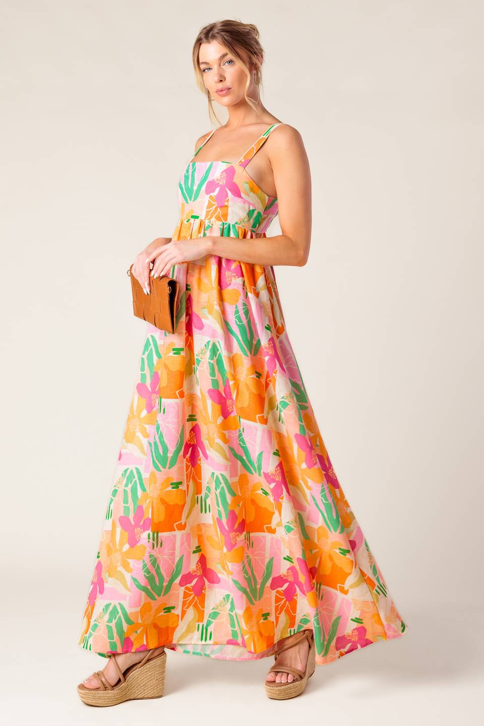 BON VOYAGE MAXI DRESS - PINK & ORANGE
